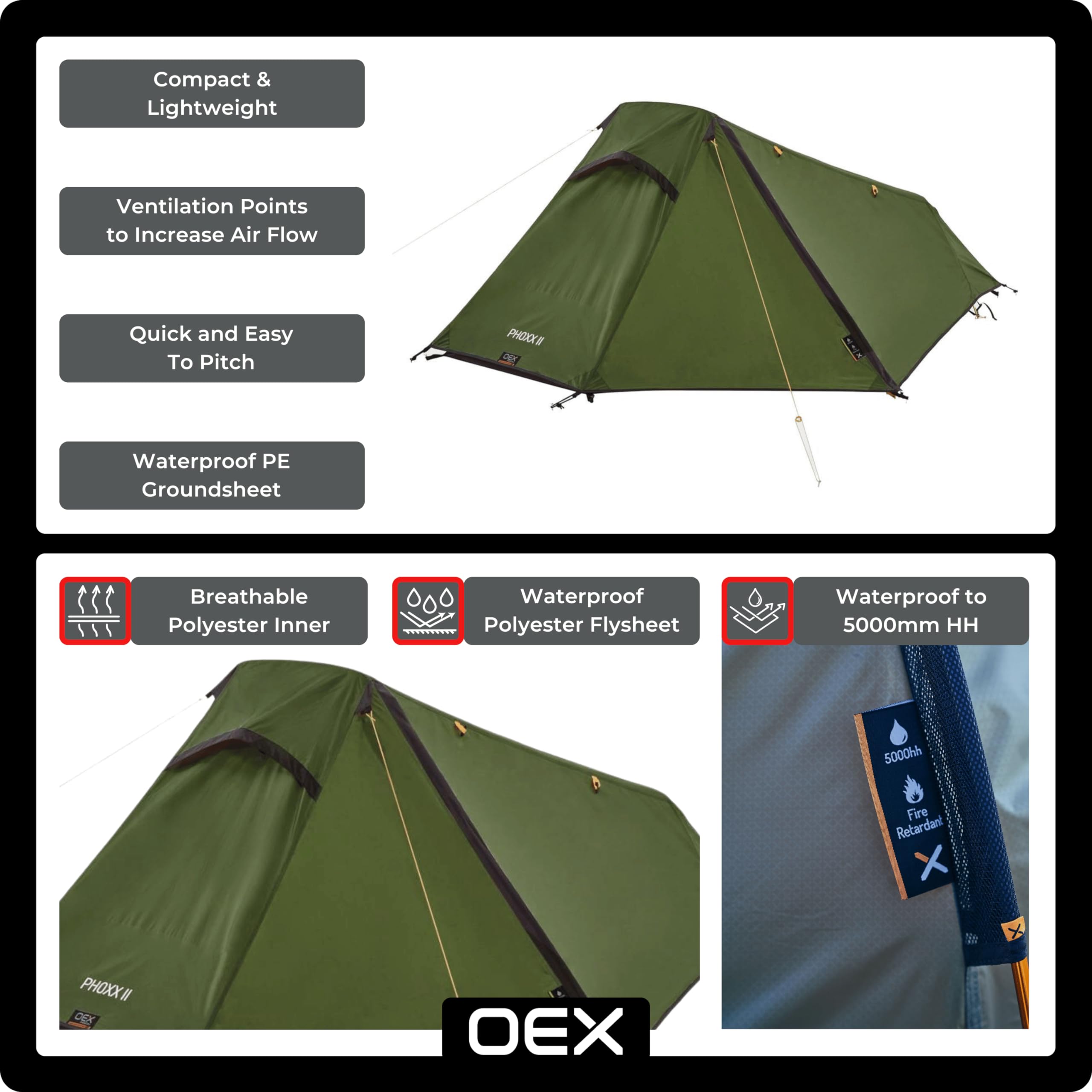 Amazon.co.jp: OEX Phoxx II 2人用 テクニカルテント ポーチエリア付き