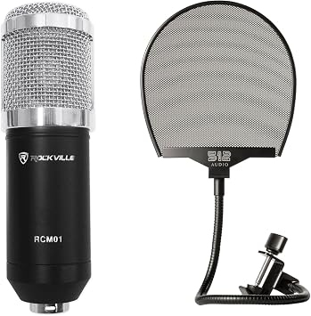 Rockville RCM01 Studio Condenser Microphone Bundle with 512-POP Pop Filter
