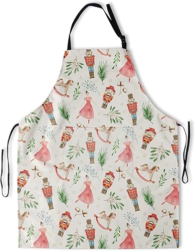 Christmas Aprons with Pockets Kitchen Cooking Apron Adjustable Neck for Women Men Holiday Decorations Gift