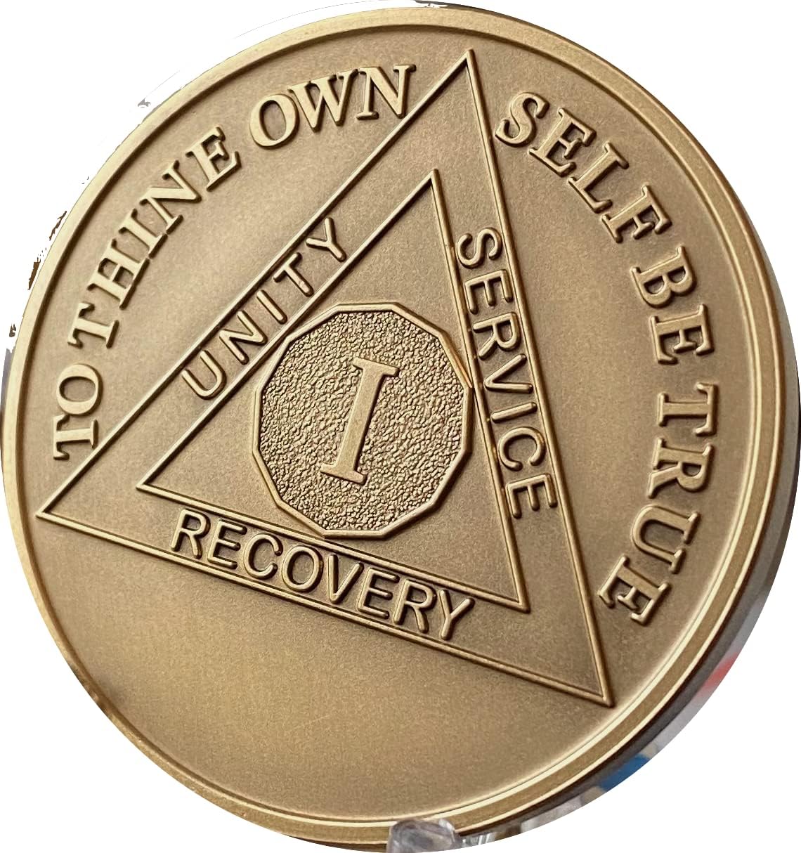 RecoveryChip 1 Year AA Medallion Large 1.5 Inch Heavy Premium Bronze Sobriety Chip