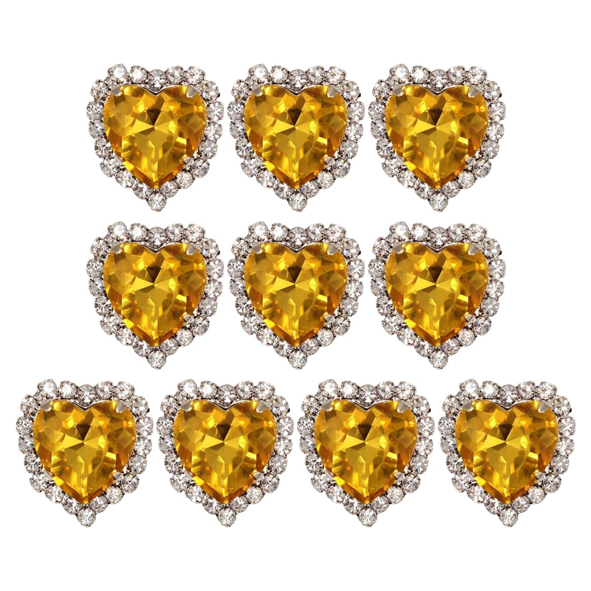 Strass en verre en cœur 10mm argentés pour couture de mercerie
