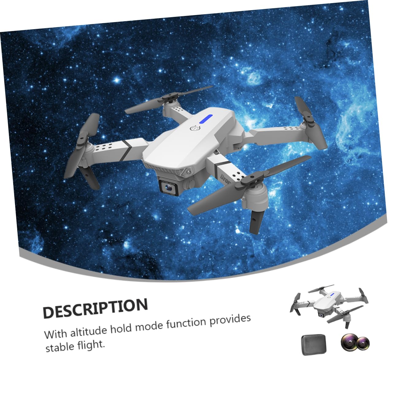 Dron Plegable E525 Doble Cámara 4k y Cuadricóptero | Transmisión en Real, Vuelo Estable, Blanco, Plástico, Batería Lipo 3.7v 1800mah