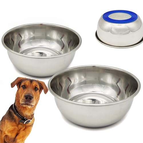 BPS 2X Comedero Antideslizante para Perro Gato Bebedero Acero Inoxidable para Mascotas 4 Tamaños (XL…