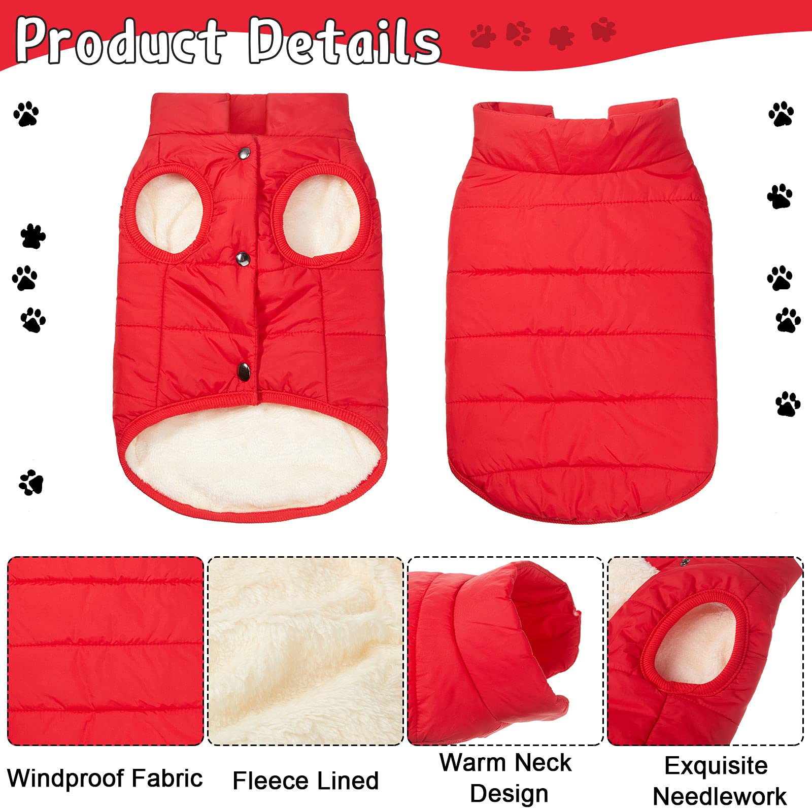 Syhood 2 Pièces Veste pour Chien pour Animaux de Compagnie 2 Veste de Chien Chaud Doublée Polaire Manteau Doux de Petit Chien Coupe-Vent pour Hiver Température Froide (M)