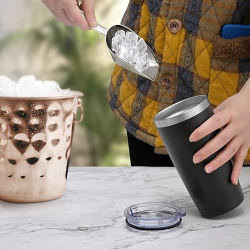 Miniatura 3 de Futtumy Paquete de 12 vasos de viaje de acero inoxidable, vaso de 20 onzas con 24 tapas, vasos de café aislados, vasos de viaje de doble pared,