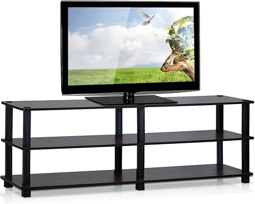 Furinno Turn-S-Tube No Tools 3-Tier Entertainment TV Stands, Dark Cherry and Black Cereza oscuro/ Negro,Marrón oscuro/Negro,Espresso / negro,Ámbar