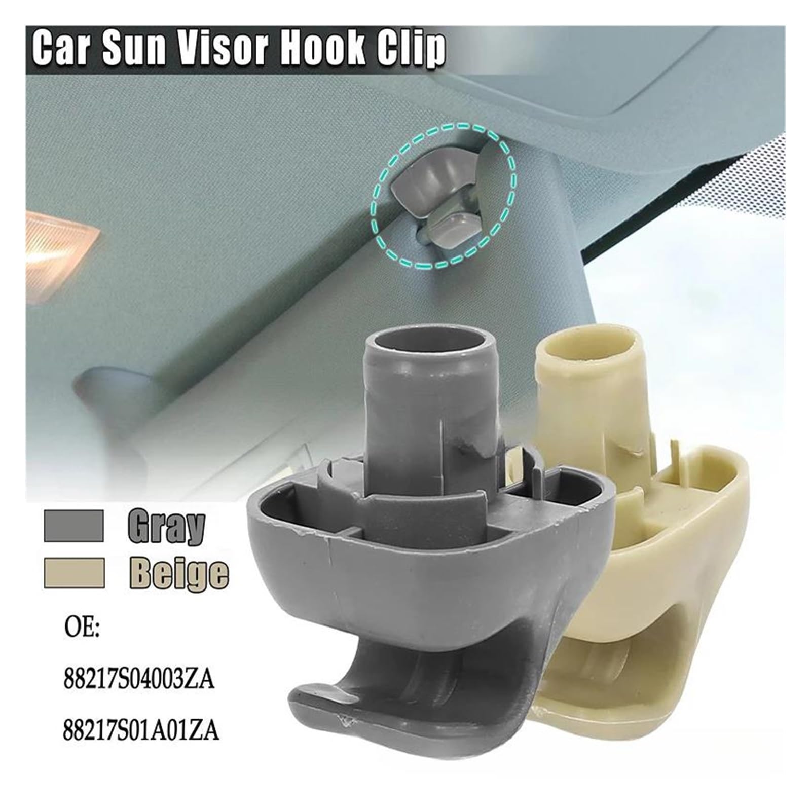 gancho para visera coche Gancho para visera de coche, 88217-S04-003ZA 88217S01A01ZA, 1/2 piezas, para Ridgeline 2006-2011(2pcs-Beige)