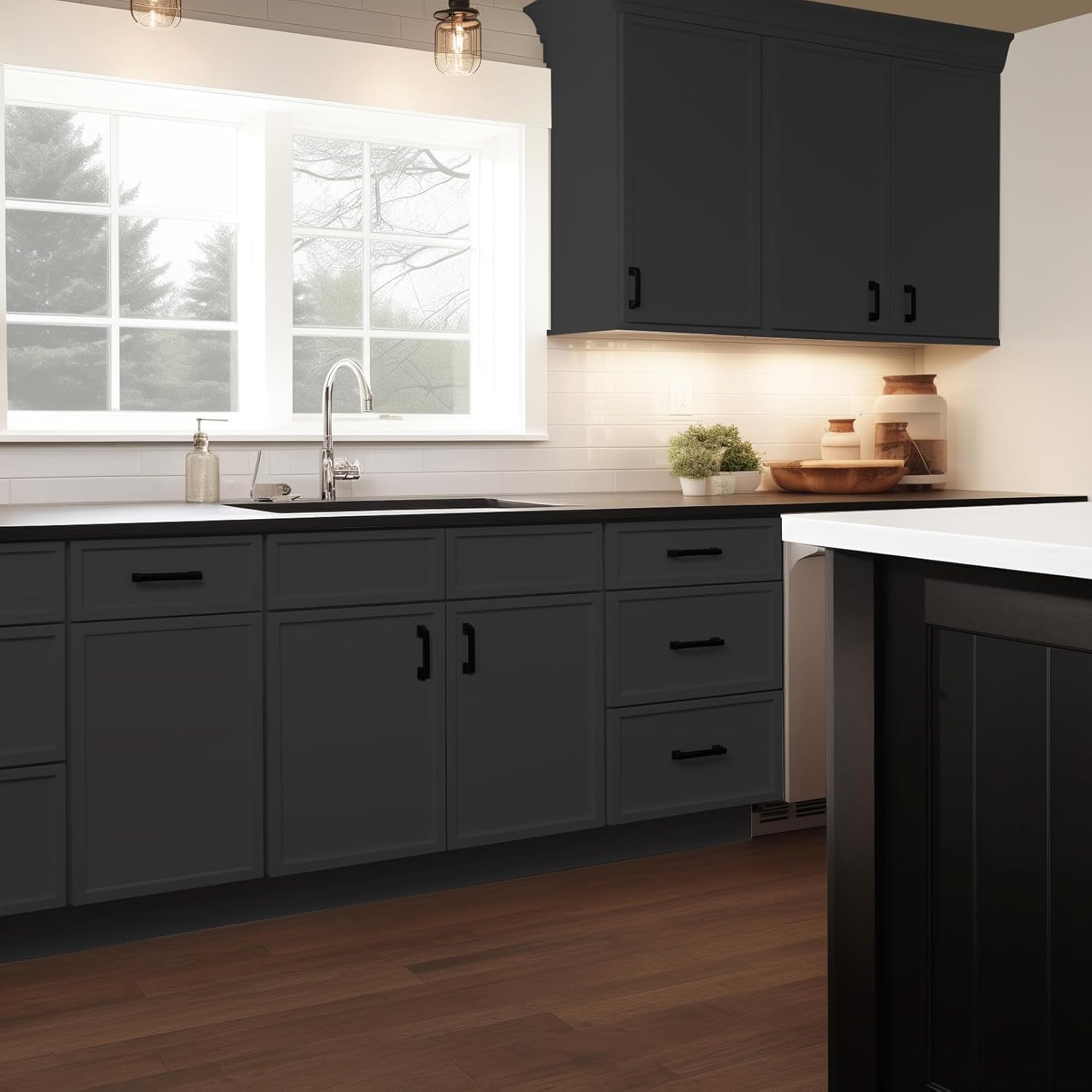 Sink Base Cabinet RTA, Solid Wood Frame 34.5" Height Bath Vanity with Soft Close Doors, 2 Doors 2 False Drawers for Kitchen Bathroom Office (NT-Charcoal Black, 36" Width x 24" Depth x34-1/2" Height)