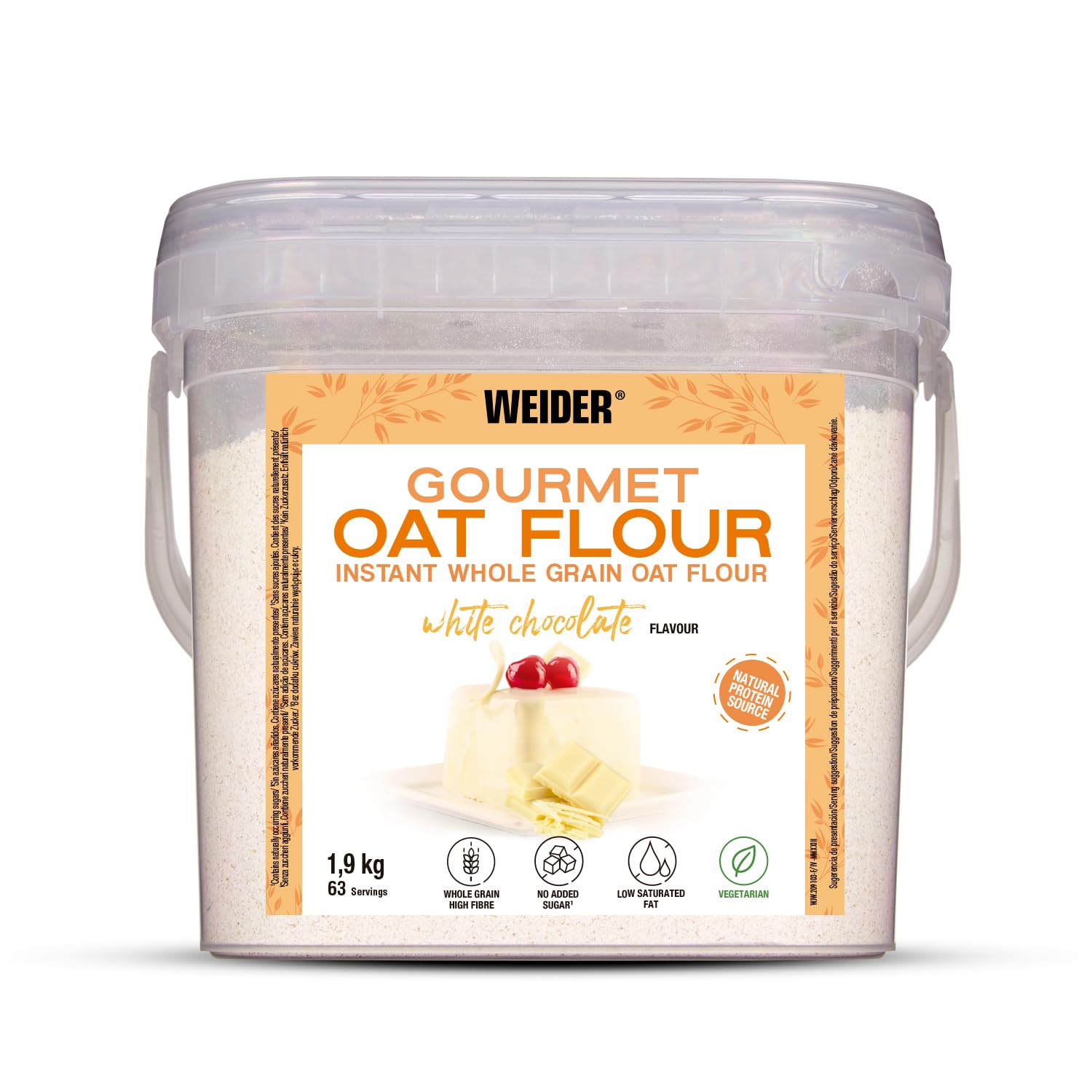 Weider Oat Gourmet Harina de Avena Integral, Fuente de Proteína con Bajo Contenido en Azúcares, Sabor Chocolate Blanco, 1.9 Kg