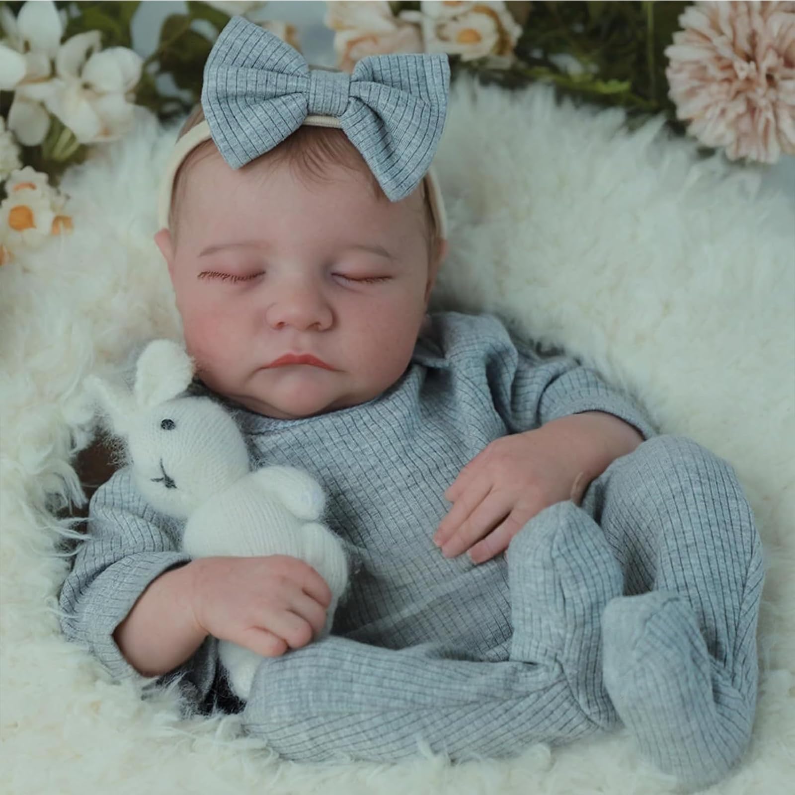 Reborn - Lalka Reborn - Dla dziewczynki - 47 cm - W całości z winylu z obciążeniem - Realistyczne spanie - Lalka z silikonu - Realistyczna lalka Reborn z włosami