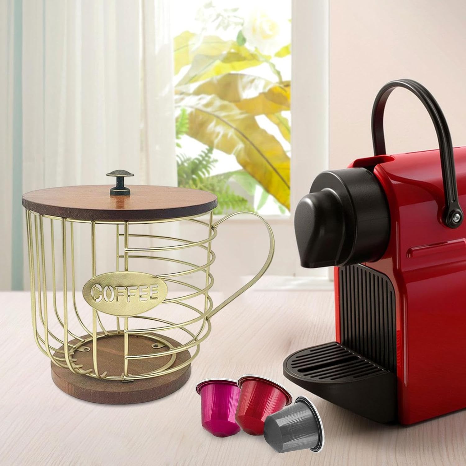 Coffee Pod Holder Modern Coffee Pod Basket Decor Organizer Coffee Pod Container for Hotel, Gold/70