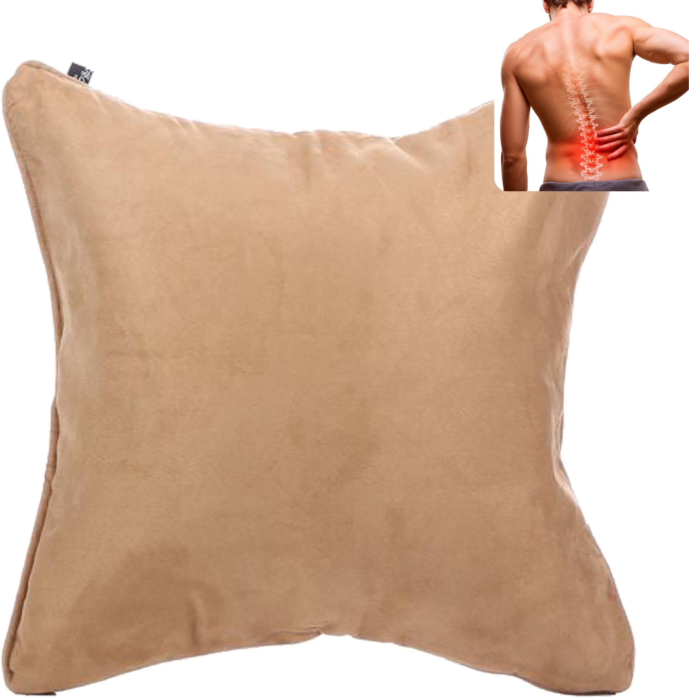 QiPillow - Pain Relieving Ergonomic & Orthopedic Back Lumbar & Posture Support Seat Throw Pillow for Chair, Couch, Bed (Camel)