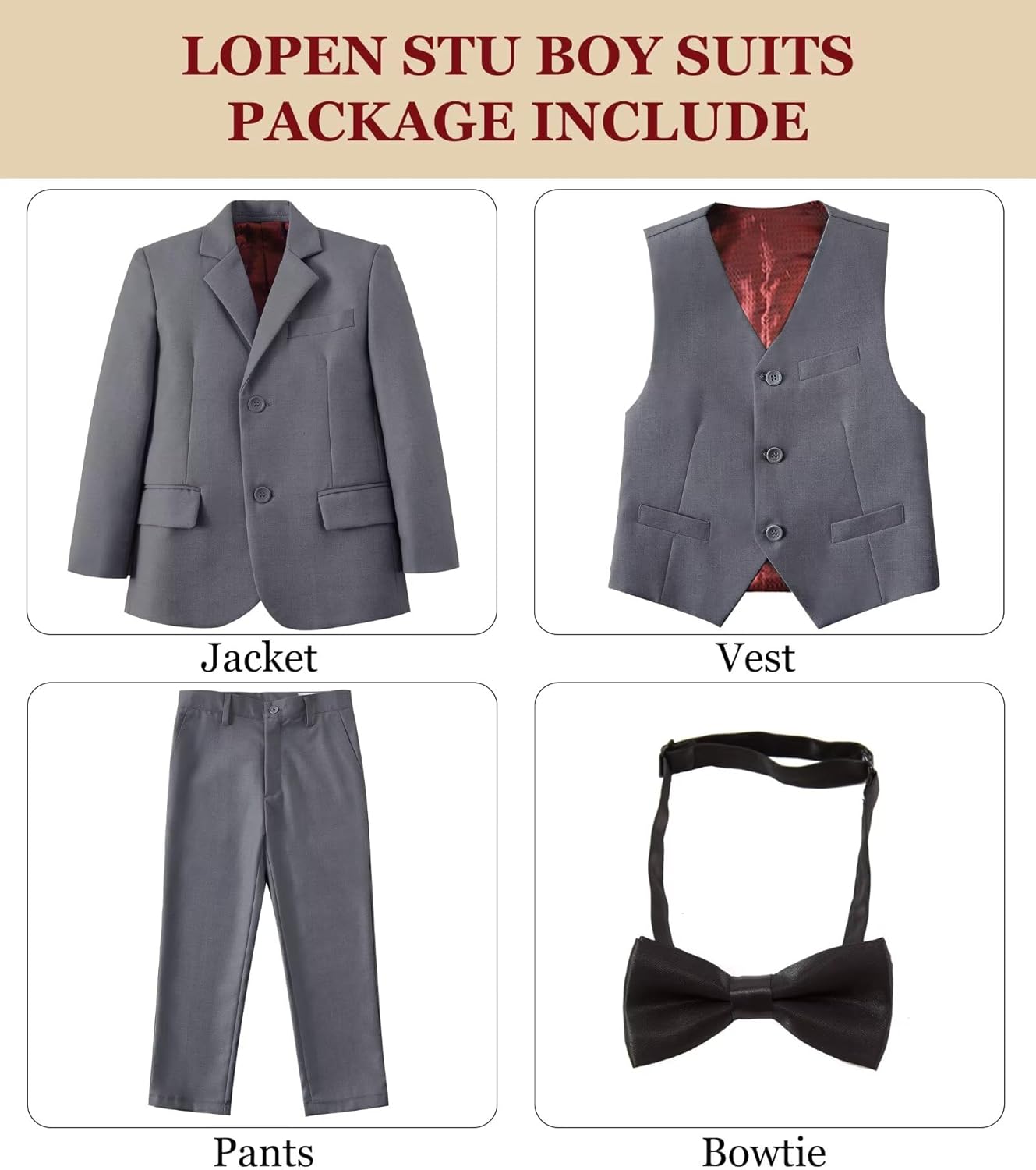 Boys Suit Kids Formal Suits for Boys Wedding Easter Outfits Dress Blazer Vest Pants Bowtie Set