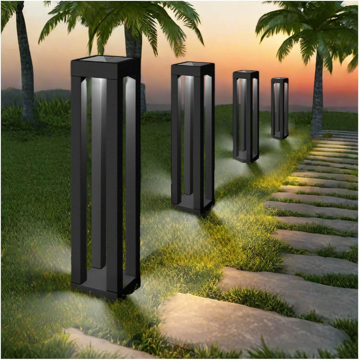 Solar-Außenbodenlampen, Edelstahl Gartenbeleuchtung, Wasserdicht, für Garten, Terrasse und Wege (4)
