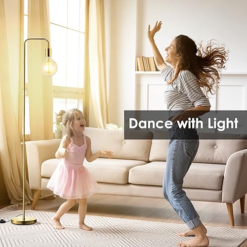 Miniatura 9 de BoostArea - Lámpara de pie dorada industrial, de 63 pulgadas, portalámparas E26, certificada por ETL, para dormitorio, sala de estar, estilo