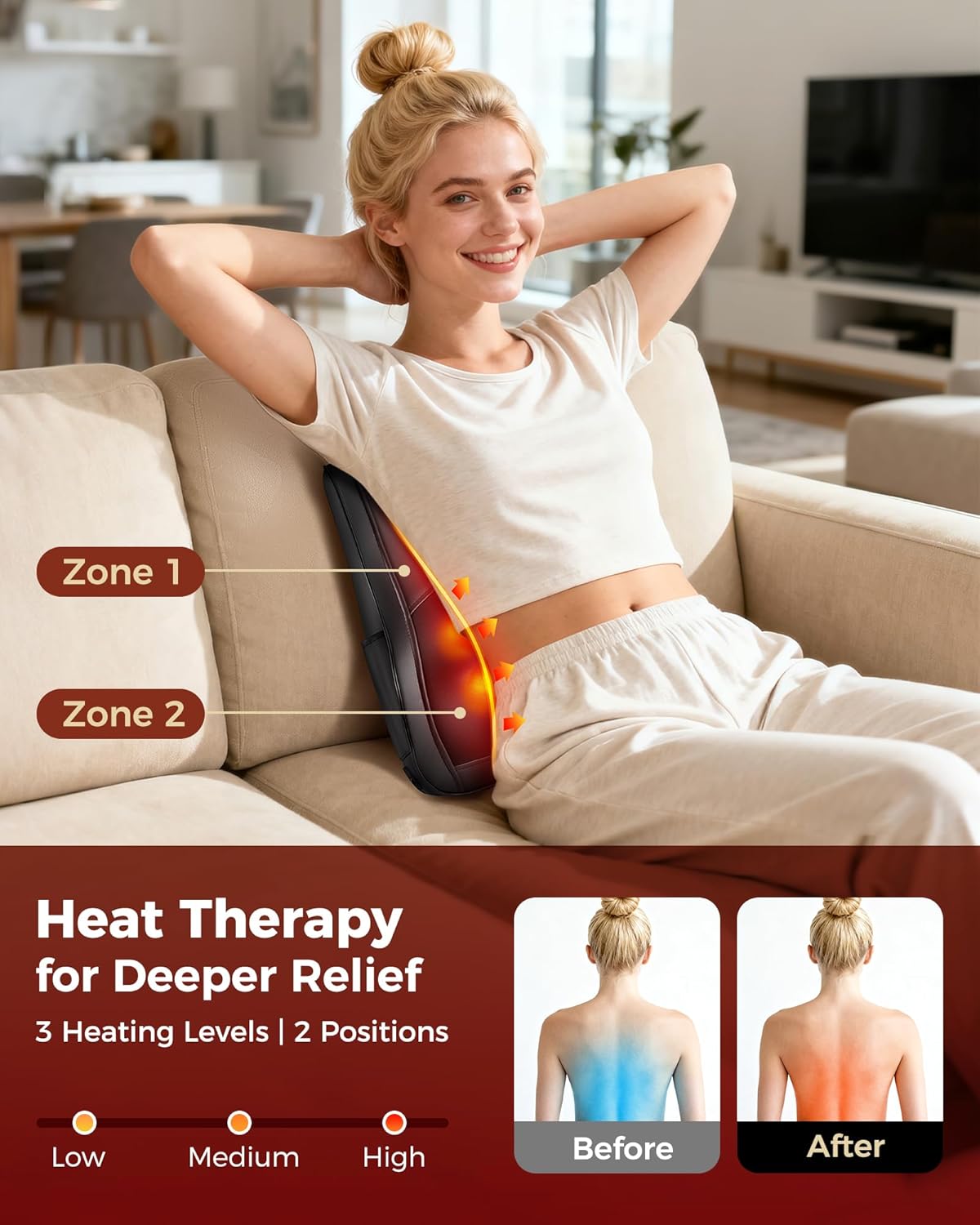 Neck Massager with Heat, Shiatsu Back and Neck Massagers, 3D Deep Tissue Massage Pillow for Back, Shoulder, Leg Pain Relief, Gifts for Mom Dad Wife, with Delicate Package & Card - Image 4