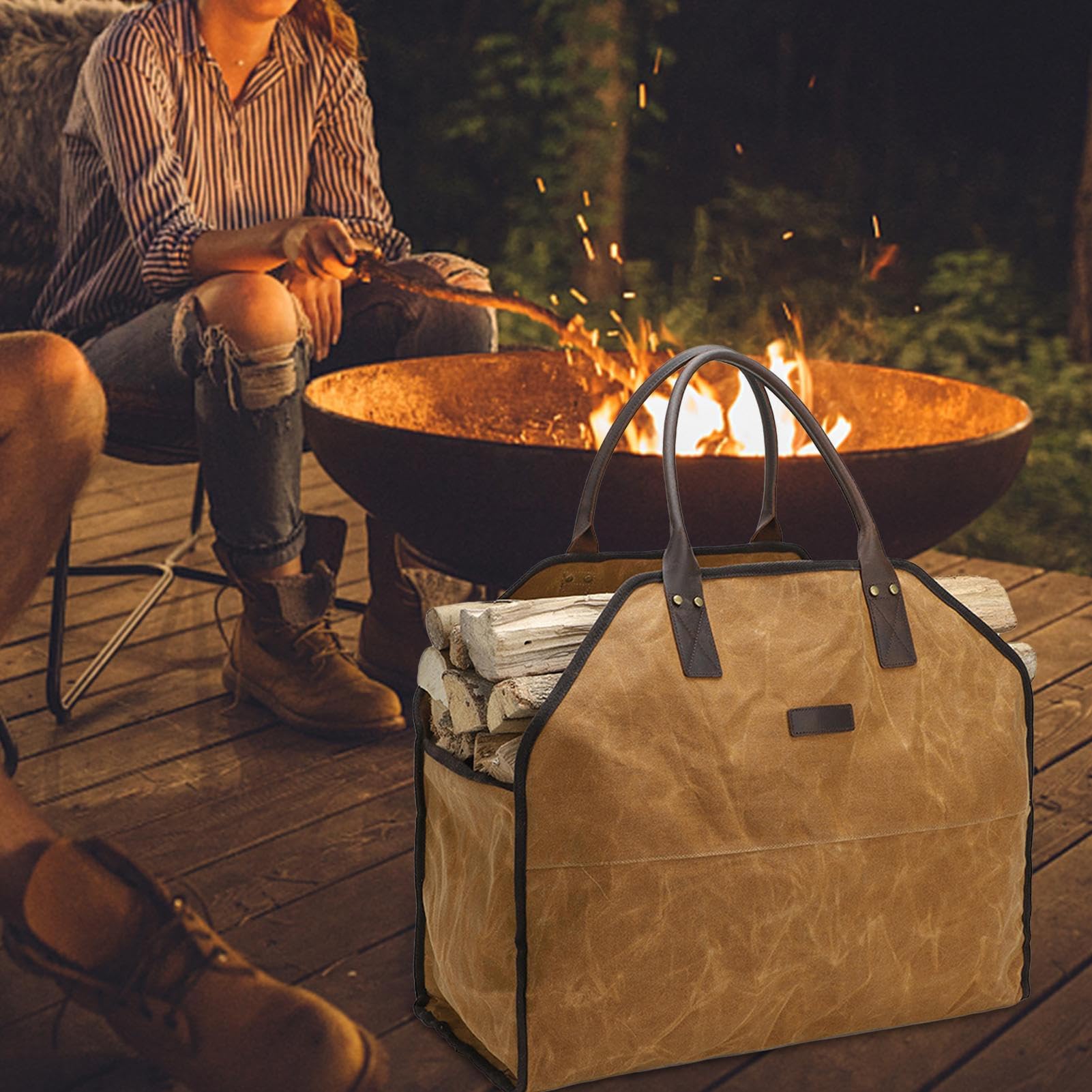 Borsa Per Il Trasporto Della Legna Da Ardere Multifunzione, Robusto, Ampia | per Trasporto Legna Tote Da Ceppi Ideale Per Falò,Barbecue,Campeggio,Giardinaggio E