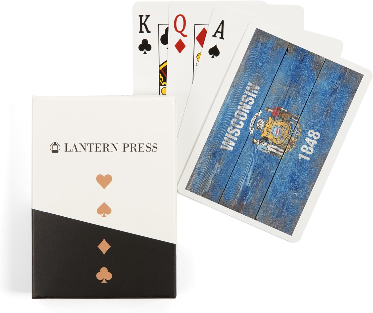 Lantern Press Rustic Wisconsin State Flag, 52 Playing Cards for Adults, Poker Size Card Deck