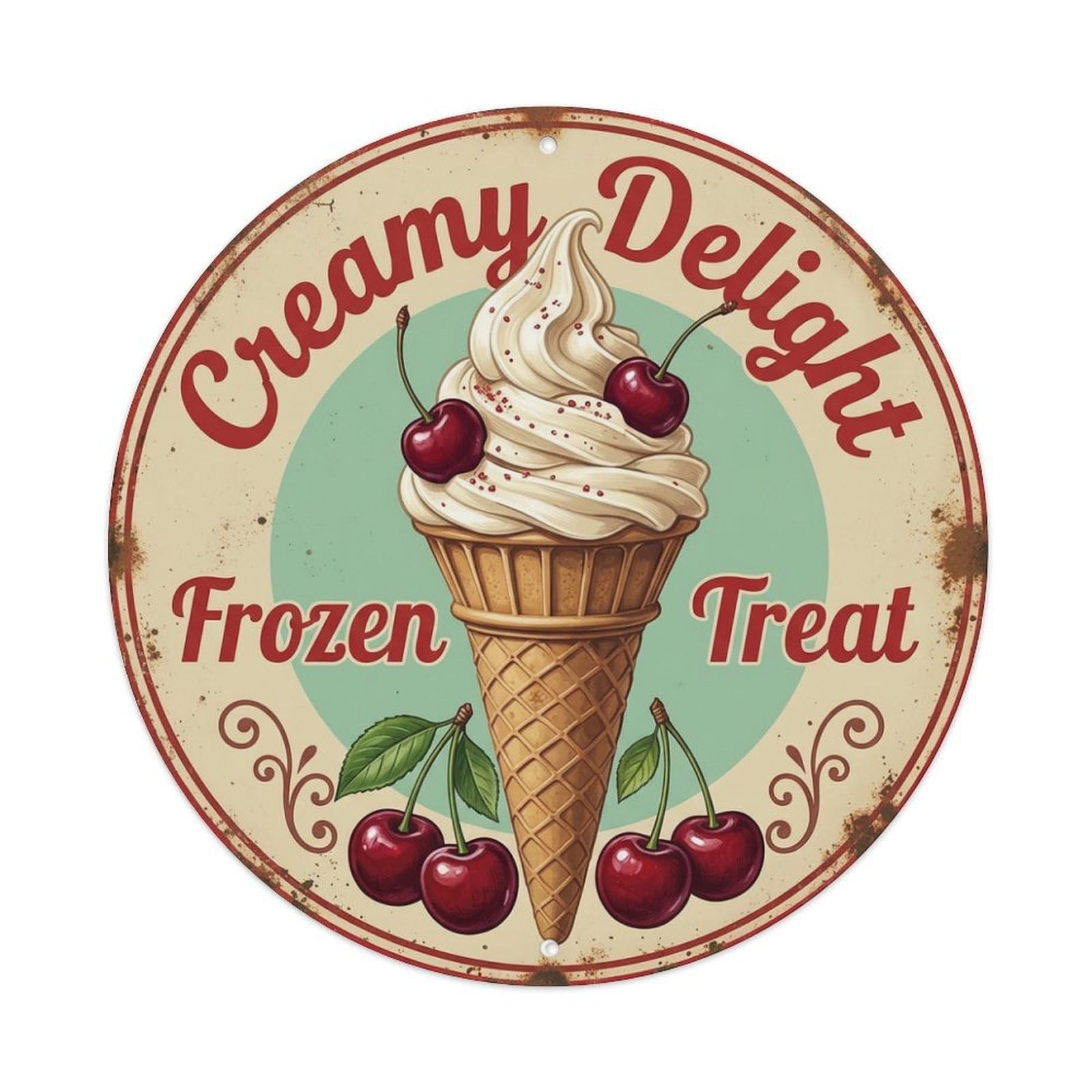 Cwbufd Vintage Style Creamy Delight Vintage Decor Vintage Metal Tin Sign Plaque Wall Decor For Cafe, Club Bar, Office, Garden Metal Poster 8X8inch