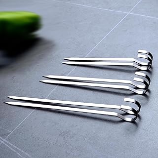 40PCS Kabob Skewers Flat Metal BBQ Barbecue Skewer 7" short Stainless Steel Shish Kebob Sticks Wide Reusable Grilling Skewers Set for Meat Shrimp Vegetable, Set of 40 with box (5.9inch)