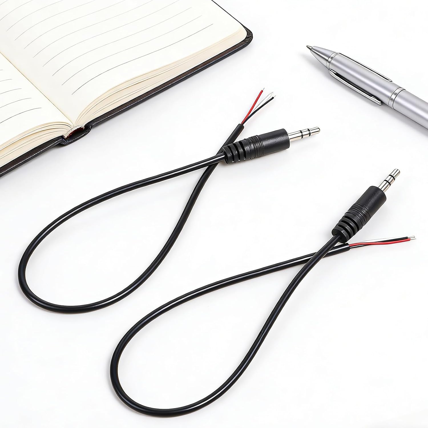 2-Pack 3.5 mm Audio Jack, 3.5mm Male Plug Jack Connector Replacement Repair, 3 Pole Stereo 1/8" 3.5mm Plug Audio Cable Stereo Audio-Cable for Headphone Headset Earphone Cable Repair