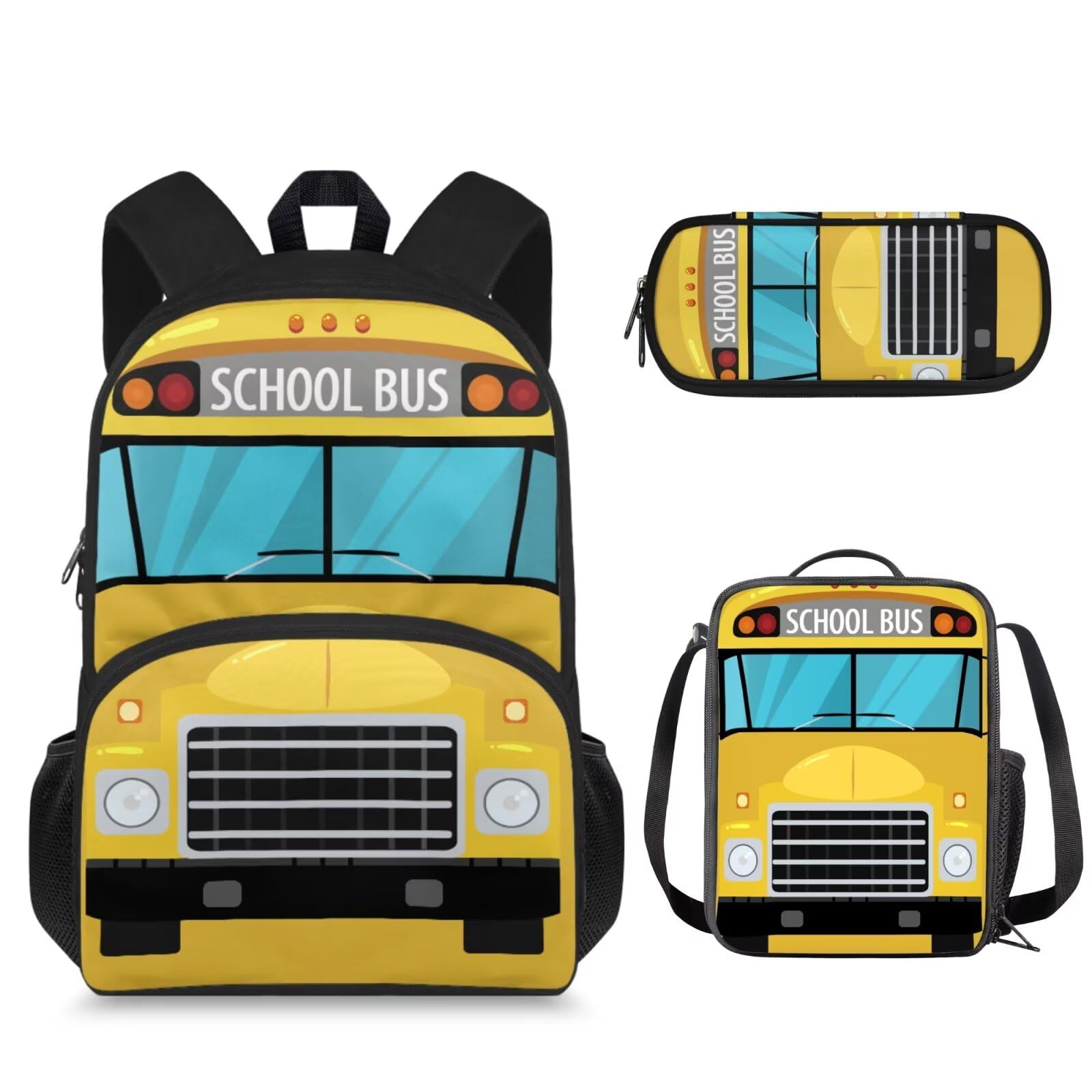 Set di zaini per la scuola elementare per bambini con scatola per il pranzo, astuccio 3 in 1