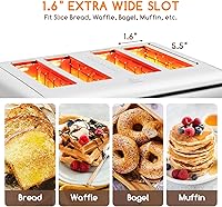 Vista 5 de Aigostar Tostadora para sándwiches de 4 rebanadas, 1.6 pulgadas de ancho de acero inoxidable con bagel, recalentar, cancelar, descongelar, parrilla