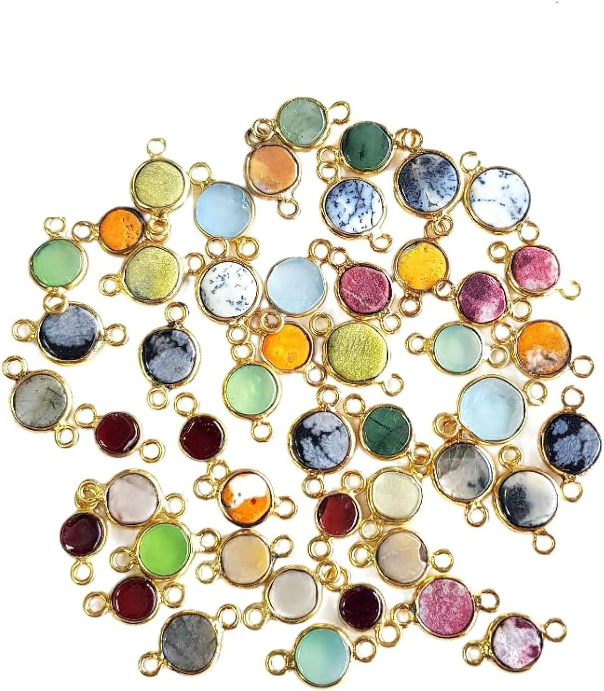 Rare Gemstone | Natural Gemstone Connectors for jewelry making, Gemstone Charms for DIY Jewelry Necklace, bracelet, Natural Stone Pendants For gifts, 4 Pieces, Size – 5 MM Approx. 24K Gold Plated