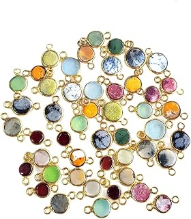 Rare Gemstone | Natural Gemstone Connectors for jewelry making, Gemstone Charms for DIY Jewelry Necklace, bracelet, Natural Stone Pendants For gifts, 4 Pieces, Size – 5 MM Approx. 24K Gold Plated