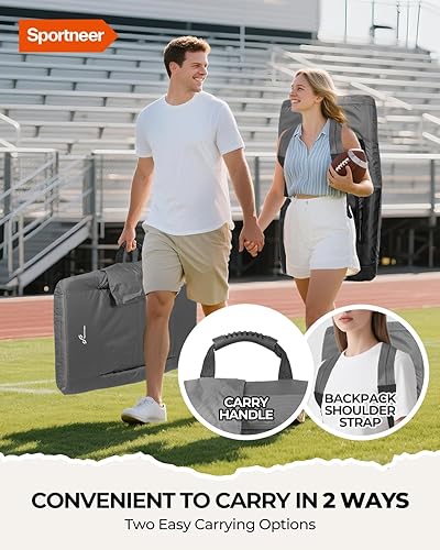 Miniatura 24 de Sportneer Asientos de estadio para gradas, paquete de 2 sillas de grada con respaldo y cojín, asientos anchos para gradas con soporte trasero, silla