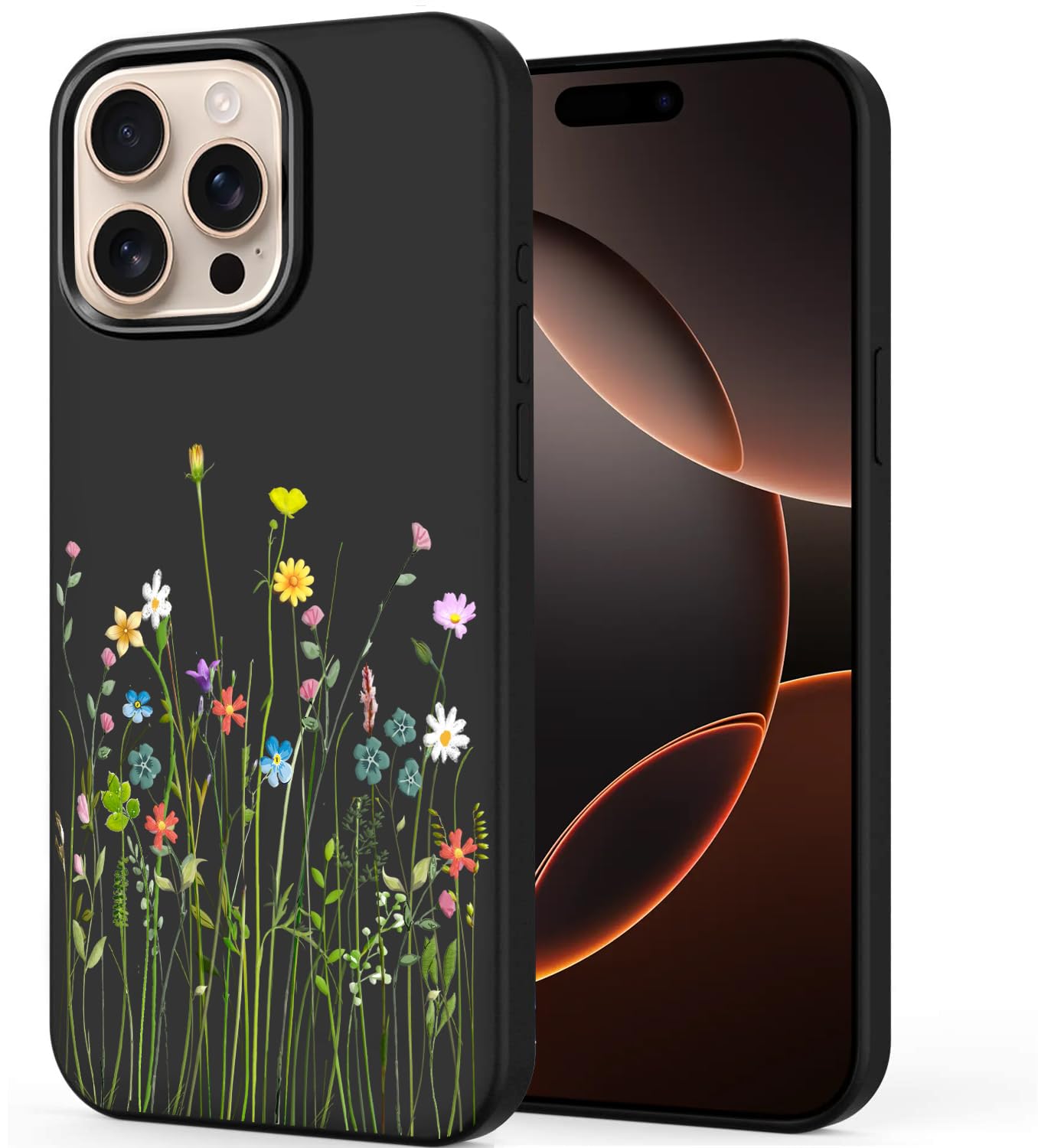 Unov Case Compatible with iPhone 16 Pro (2024) 5G Case with Design Soft TPU Shock Absorption Slim Embossed Pattern Protective (Floral Bouquet)