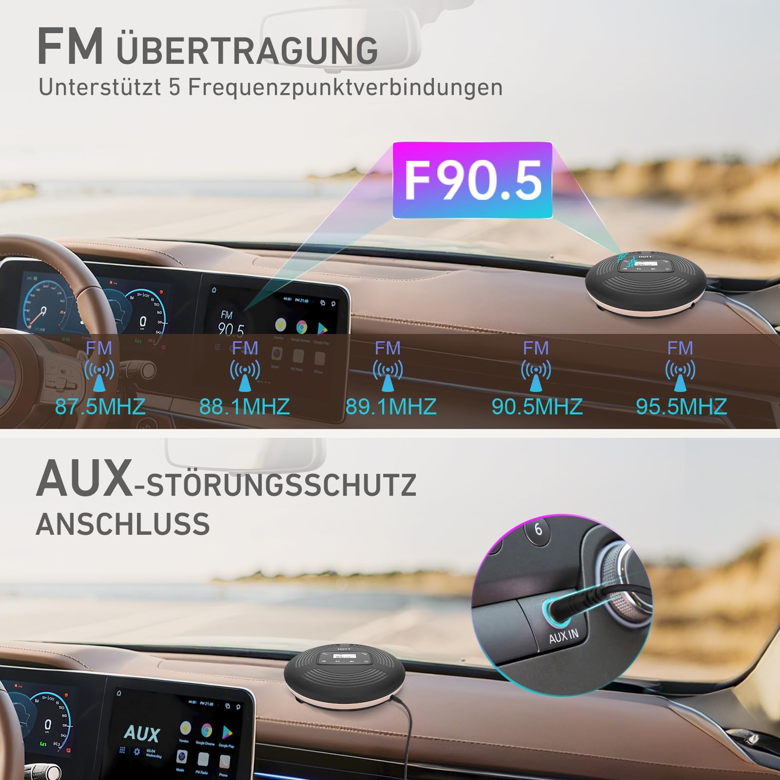 HOTT - Lettore CD portatile da 1800 mAh, ricaricabile, con Bluetooth e trasmettitore FM, ideale per viaggi, casa e auto, con cuffie stereo e design antiurto (nero)