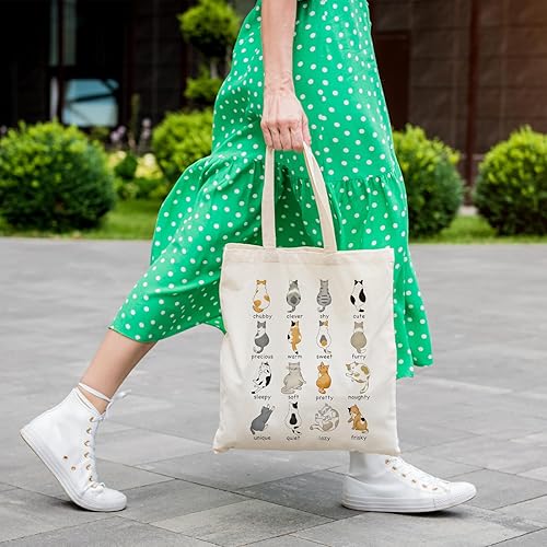 Miniatura 7 de Louise Maelys Bolsa de lona para mujer, de algodón, estética, de algodón, para la escuela, compras, playa, comestibles, reutilizable, bolsa de