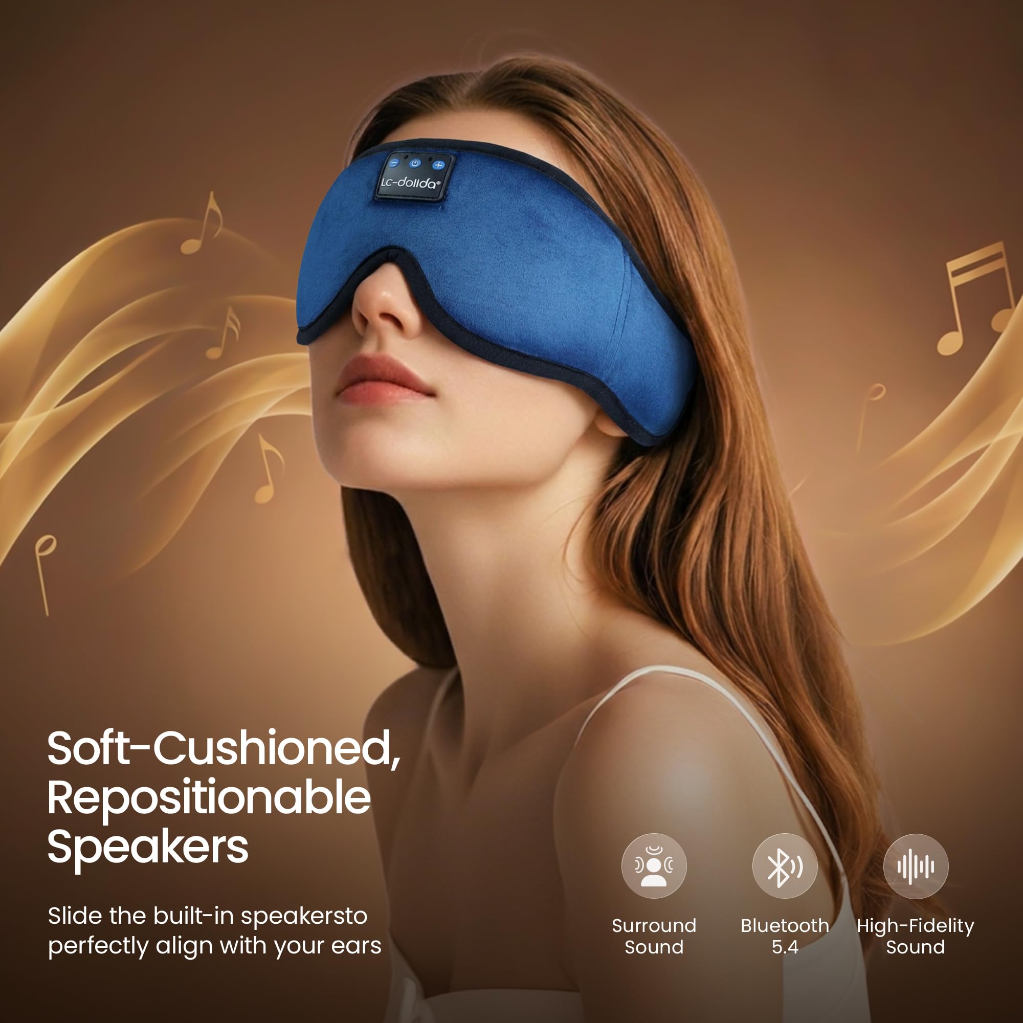 LC-dolida Sleeping Headphones Eye Mask, Sleep Mask with Bluetooth Headphones 3D Eye Mask Wireless Music Cotton Sleep Cover for Side Sleepers Nap Insomnia Air Travel Meditation Gifts for Unisex view 4