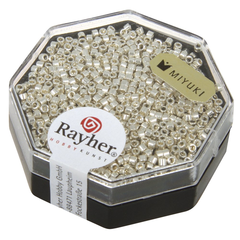 Rayher Silver Delica Rocaille Beads For Bead Weaving, Miyuki Seed Beads For Jewellery Making And Crafts, Glass Beads, 1.6Mm, 4G, 14760606