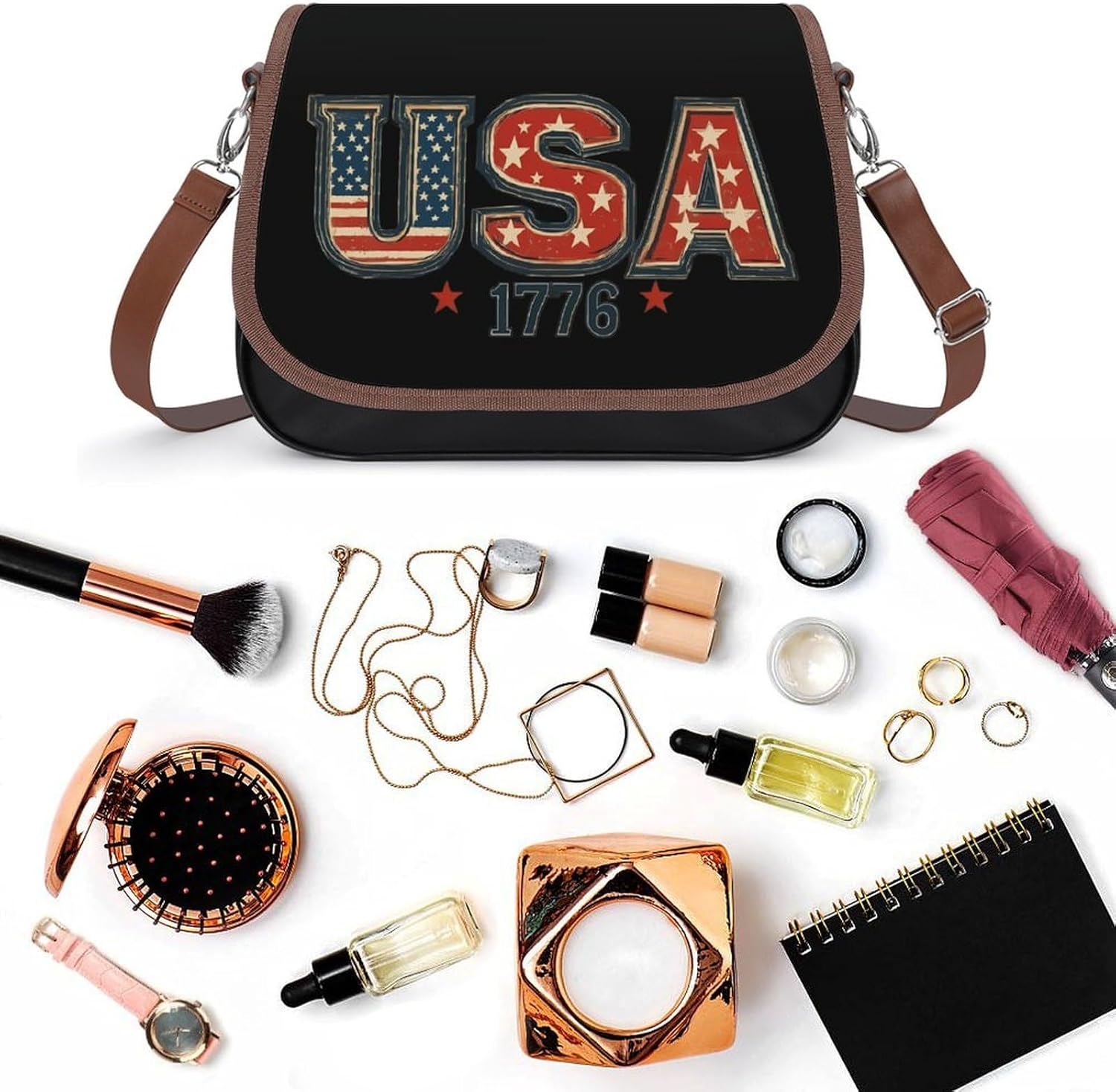 4th of July USA 1776 Shoulder Bags for Women Tote Handbag Clutch Purse Messenger Bag