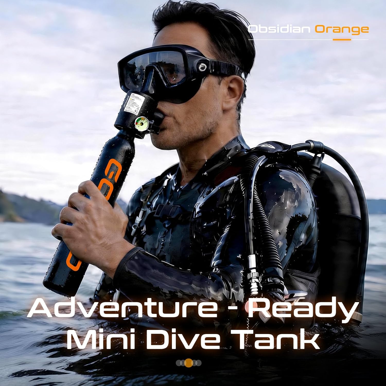 GOYOJO Mini Scuba Tank, Portable Diving Lung Air Tank with DOT Certified, Refillable Emergency Backup Pony Bottle for Snorkeling, Underwater Breathing, Training