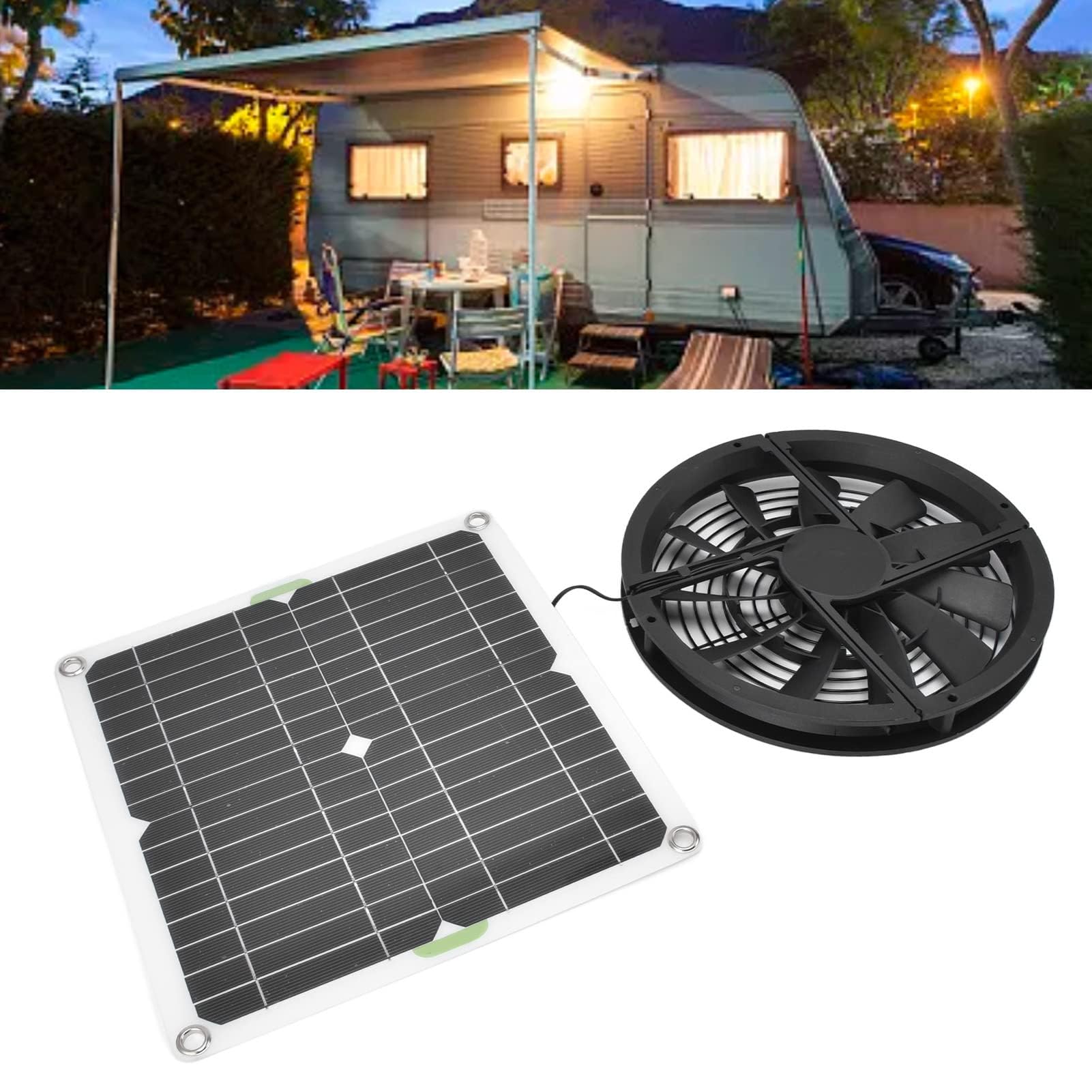 Dpofirs Kit de Ventilateur de Panneau Solaire, Ventilateur D'extraction pour Petits Poulaillers, Serres, Abris pour Animaux de Compagnie, échappement de Fenêtre, Ventilateur de