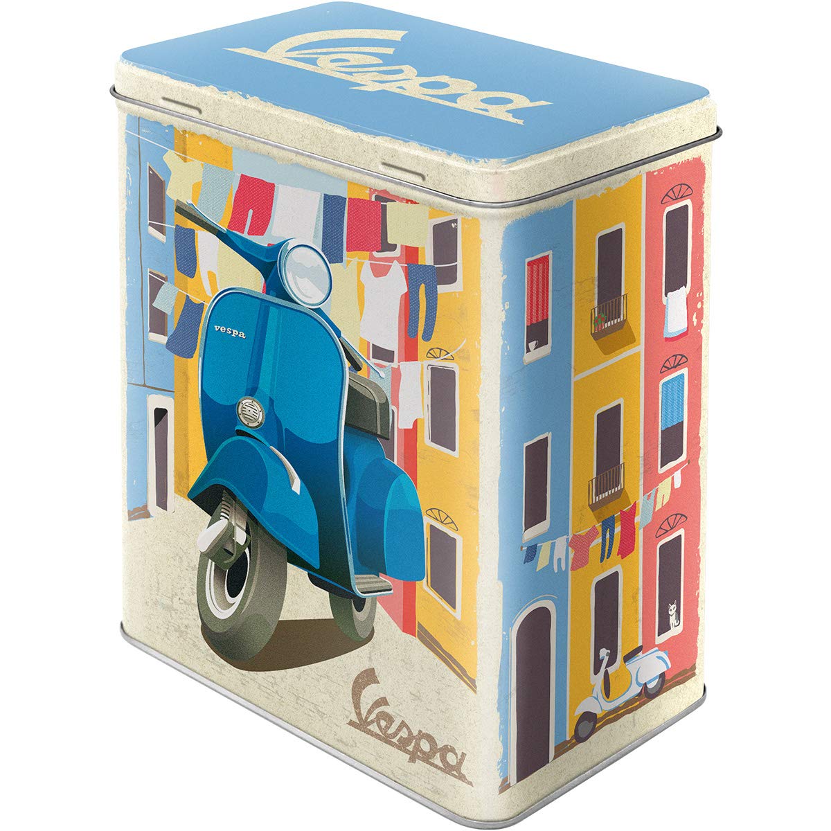 Nostalgic-Art Retro Storage Jar L, 3 L, Vespa - Italian Laundry - Gift Idea for Scooter Fans, Large Tin Coffee Tin, Vintage Design