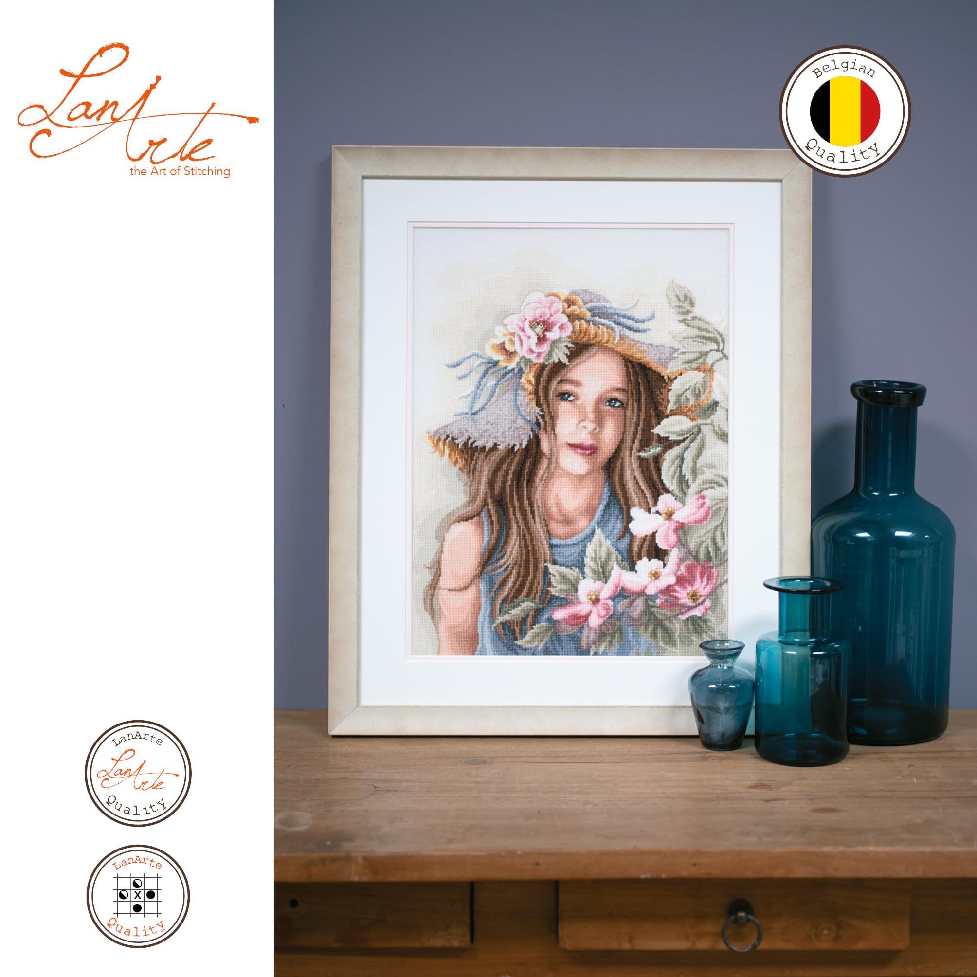 Lanarte Point De Croix Compté Tableau Kit Complet DIY Broderie Motif Fille Avec 590605