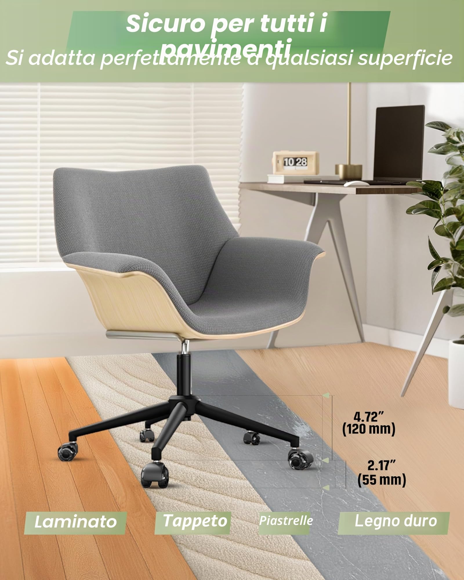 Sytopia Sedia da ufficio con piedistallo a croce con ruote, base universale in metallo da 60 cm per sedia girevole e sedia da gaming, portata fino a 1180 kg, set completo