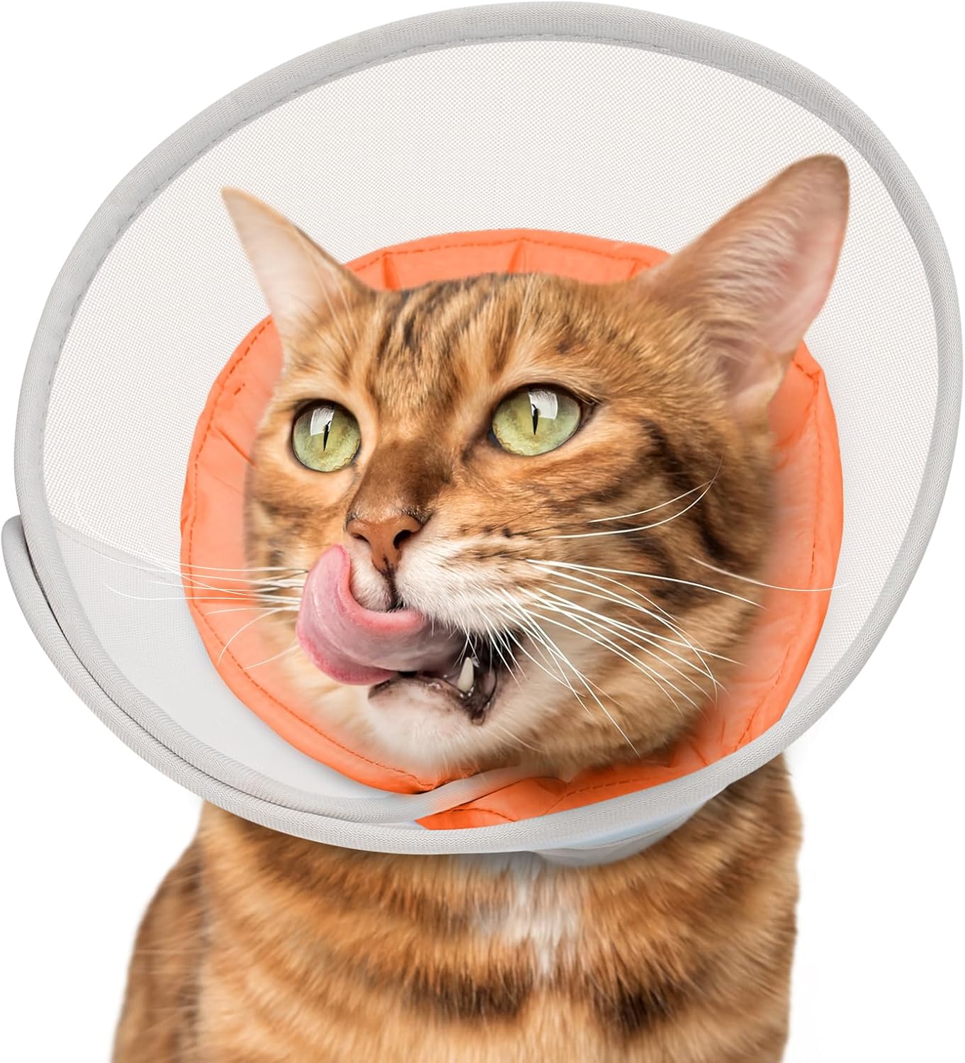 cat cone collar soft: comfortable waterproof mesh recovery cone after surgery to stop licking and scratch, alternative to plastic elizabeth head/neck cone orange m