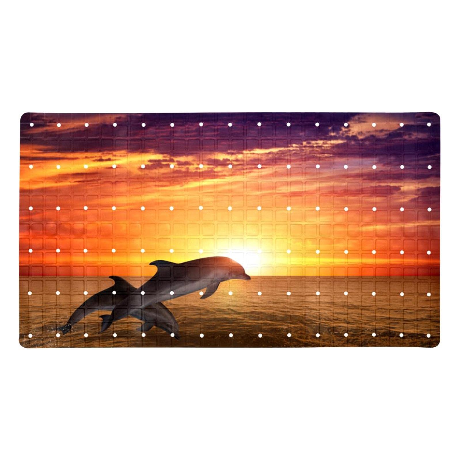 Rutschfeste Badematten mit Delfin-Motiv, für Badezimmer, rechteckig, maschinenwaschbar, 39 x 70 cm