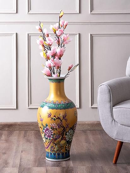 The Decor Kart Magnolia Gold Oriental Floor Vases