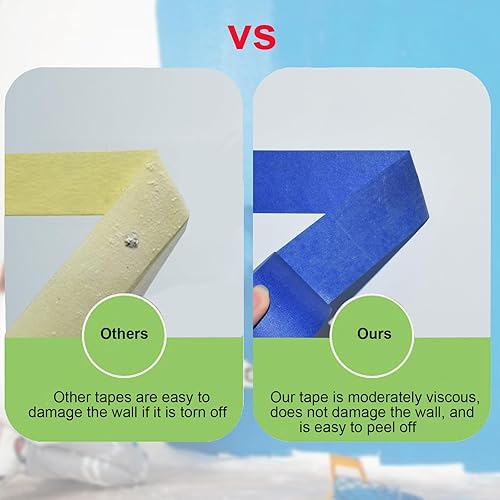 Miniatura 4 de Weishuo Cinta adhesiva ancha y colorida a granel, 2 pulgadas de ajuste firme y fácil de despegar, cinta azul para pintores en total 88 yardas para