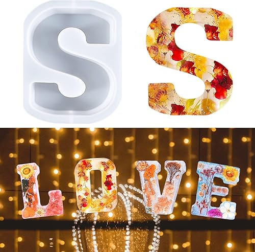 Miniatura 37 de Molde de letras grandes de 7 pulgadas para resina, 26 moldes epoxi del alfabeto en mayúsculas, molde del alfabeto grande de la A a la Z para hacer