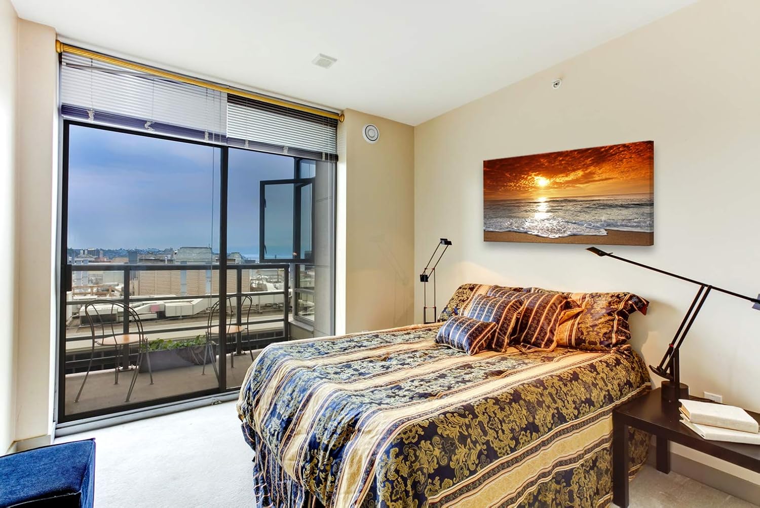 Muolunna S04650 Canvas Prints Wall Art Sunset Ocean Beach Pictures Photo Paintings for Living Room Bedroom Home Decorations Stretched and Framed Ready to Hang Seascape Waves Artwork 20x40inch - Image 2