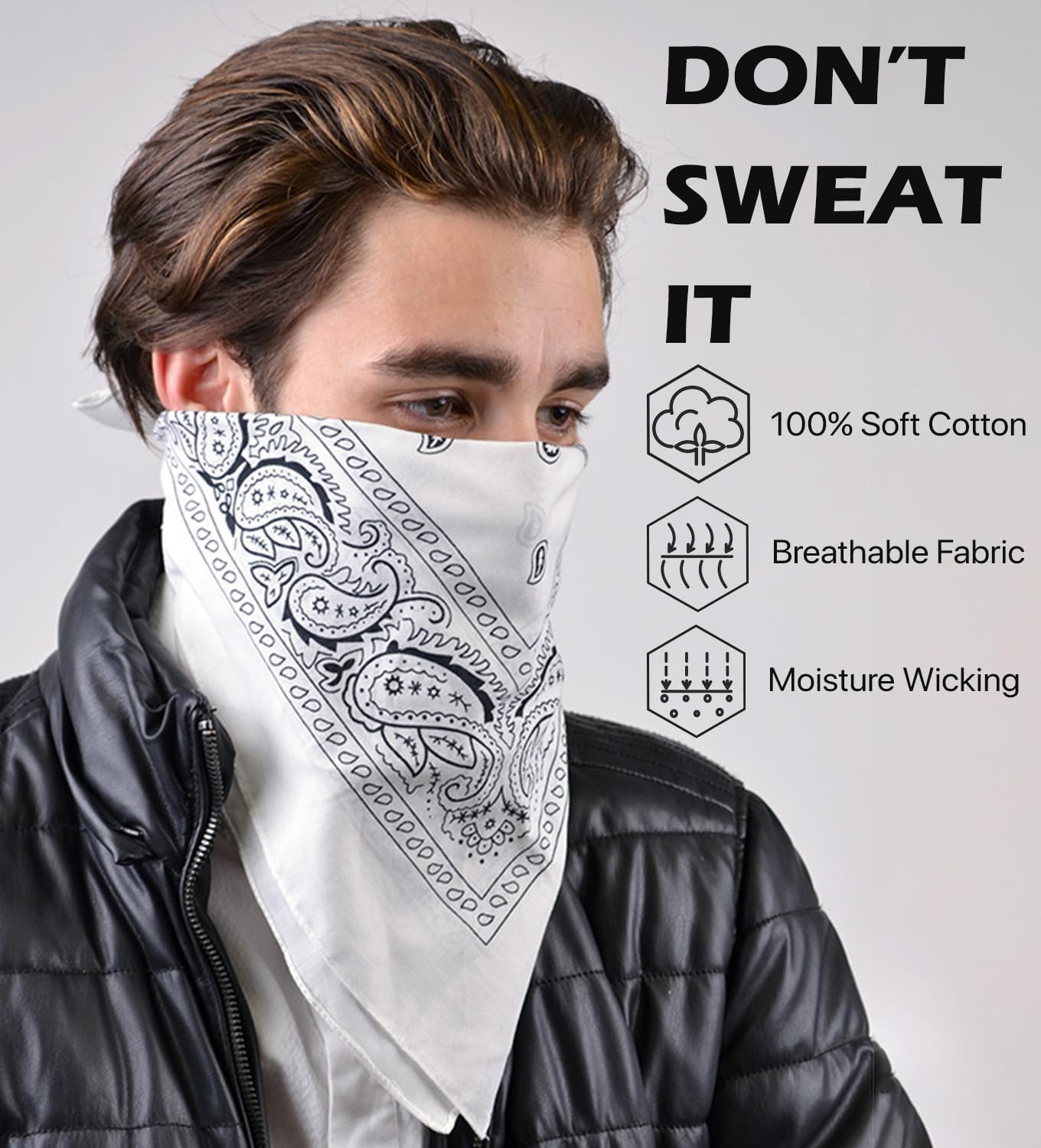 Umo Lorenzo 2 Color Pack Bandanas for Men & Women Blue & Red or Black & White