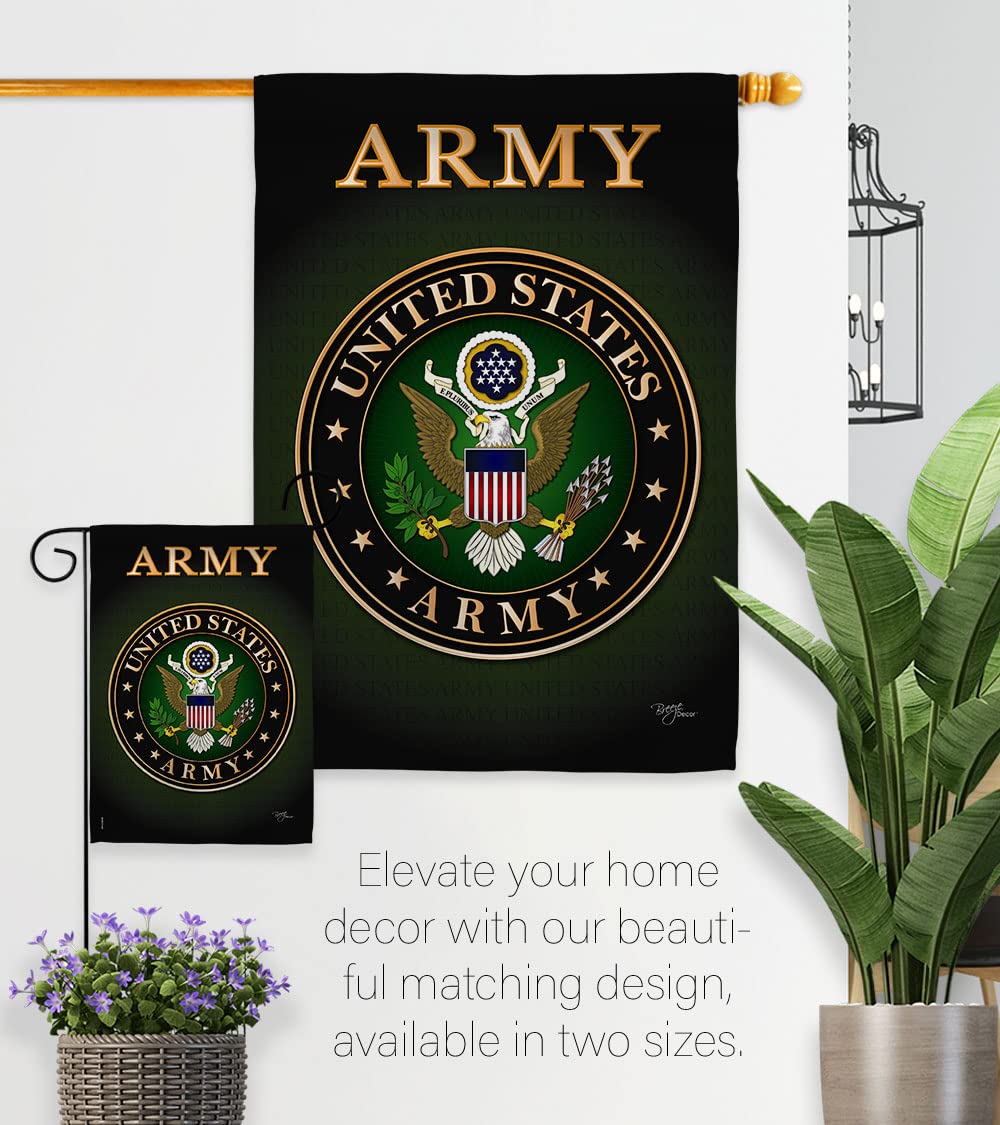 Breeze Decor Army Garden House Flag Kit Kit Forces Armed Forces Rangers United States American Military Veteran Emerytura Oficjalna dekoracja baner mały prezent na podwórko dwustronny, 1 x 1 x, Made in USA