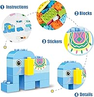 Vista 3 de Juego de bloques de construcción para niños pequeños, ladrillos de construcción grandes creativos, kit de construcción de animales de juguete